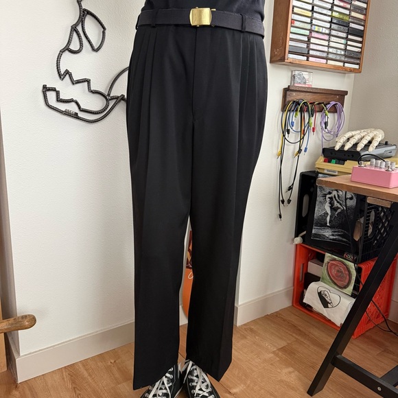Vintage Other - Vintage 80s Black High Waisted Pleated Trousers ~ Size 35 X 27.5